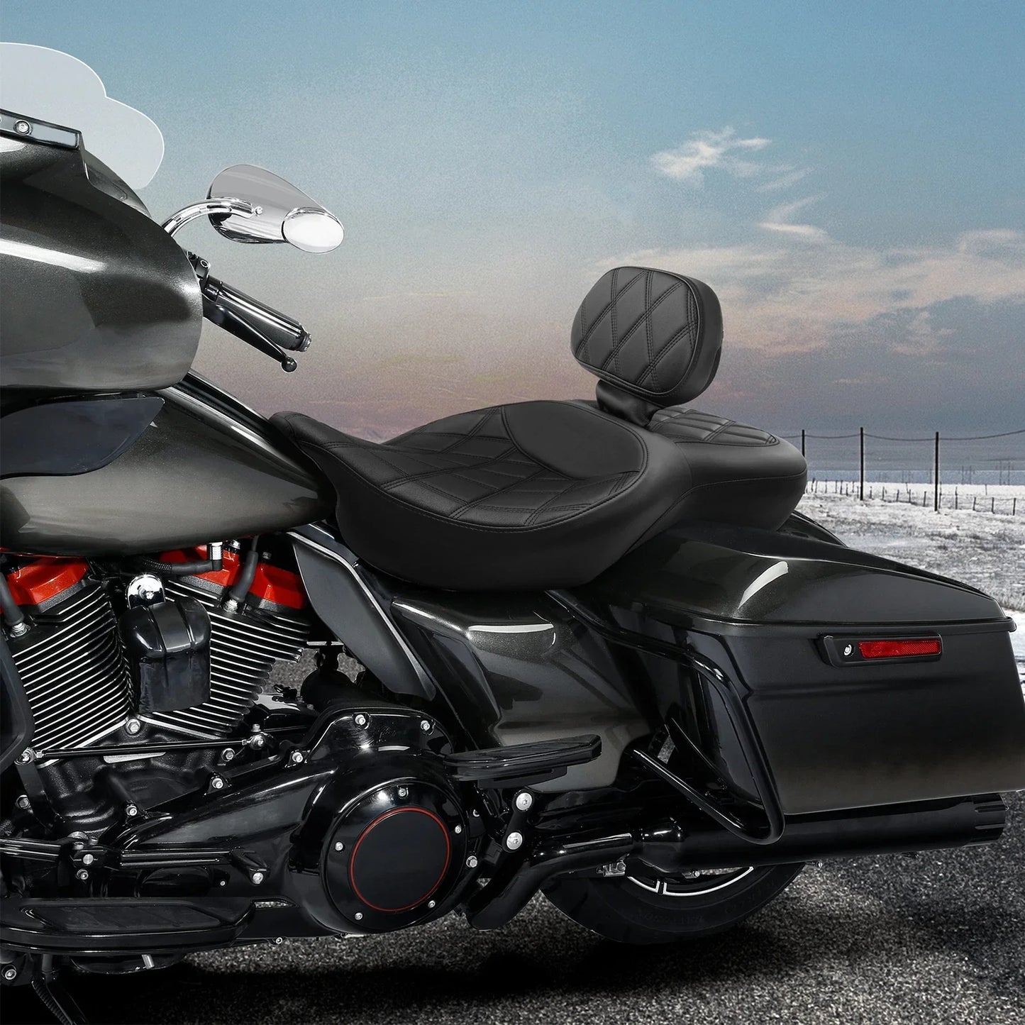 Driver Passenger Seat & Rider Backrest for Harley Road Glide (2009-2023)