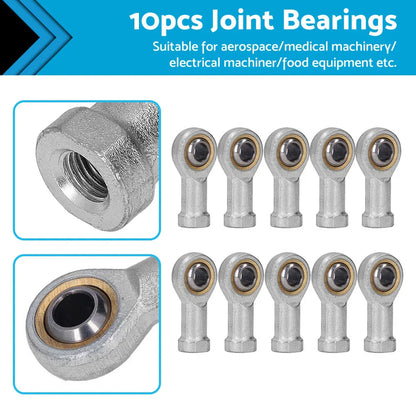 10 x Zinc 6mm Female Spherical Plain Rose Joint Bearings Left Hand Threaded