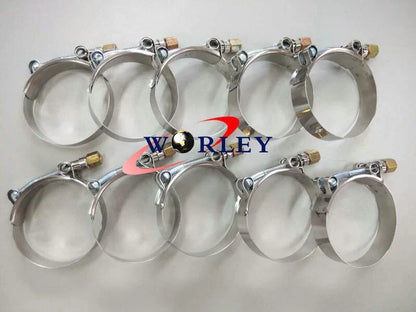 10 x 2.5" Turbo Pipe Hose Coupler T-Bolt Clamps for Universal