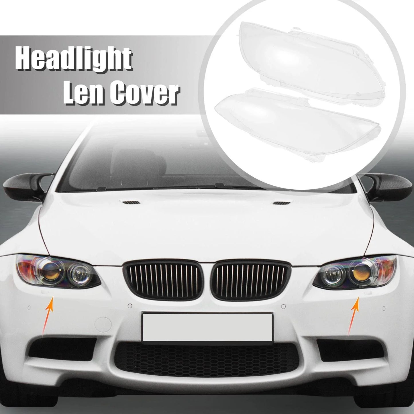 1 Pair Front Headlight Lens Cover PC Shell for BMW M3 (2008-2013)
