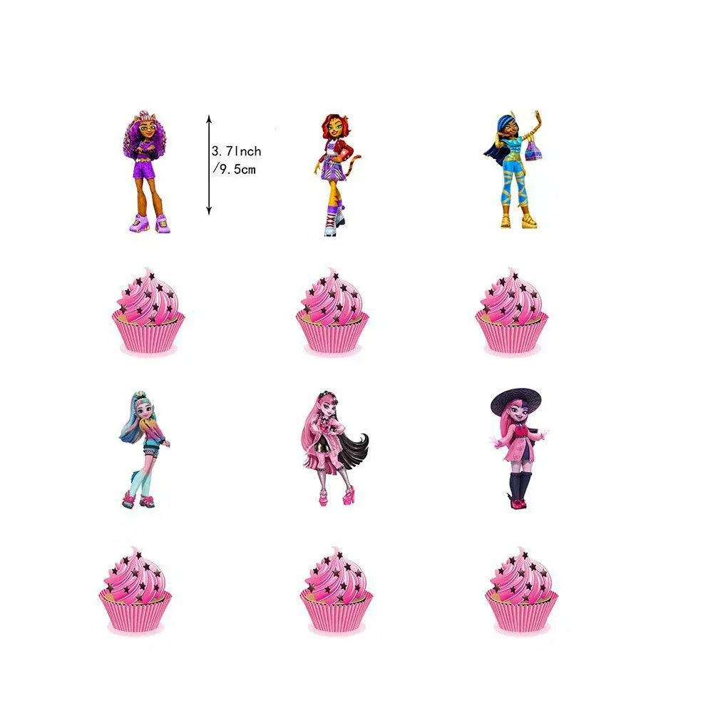 30pcs Monster High Party Supplies - Banner, Cake Toppers, Balloons