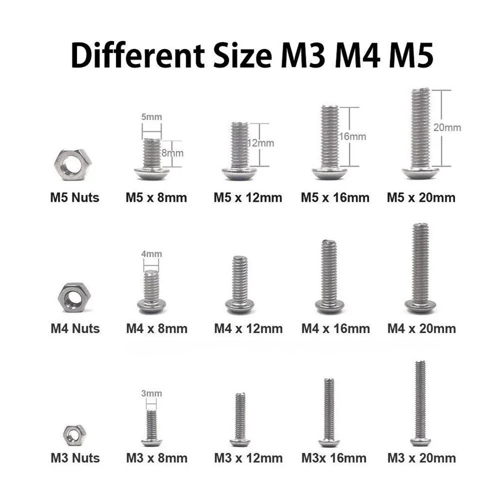 500 PCS Hexagon Socket Bolts and Nuts Set for M345