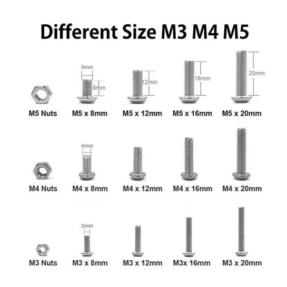 500 PCS Hexagon Socket Bolts and Nuts Set for M345
