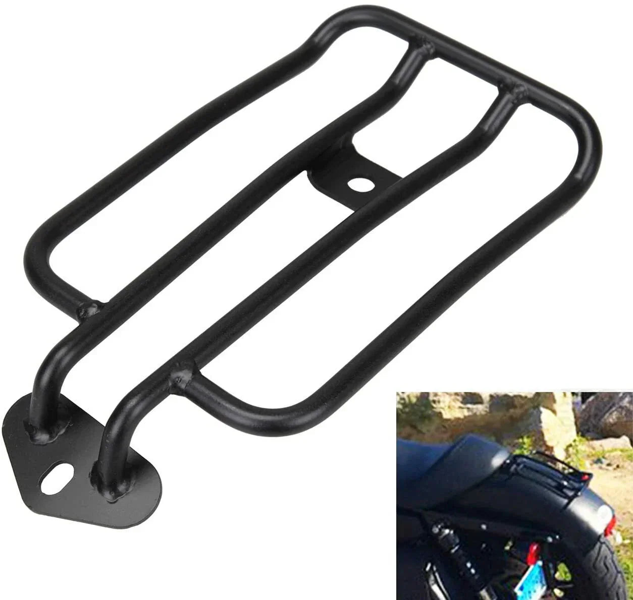 Black Solo Seat Luggage Rack for Harley Sportster XL883 XL1200 04-15