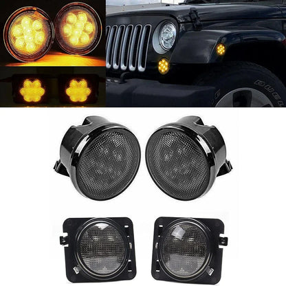 Front LED Turn Signal Side Marker Lights for 2007-2017 Wrangler JK (2007-2017)