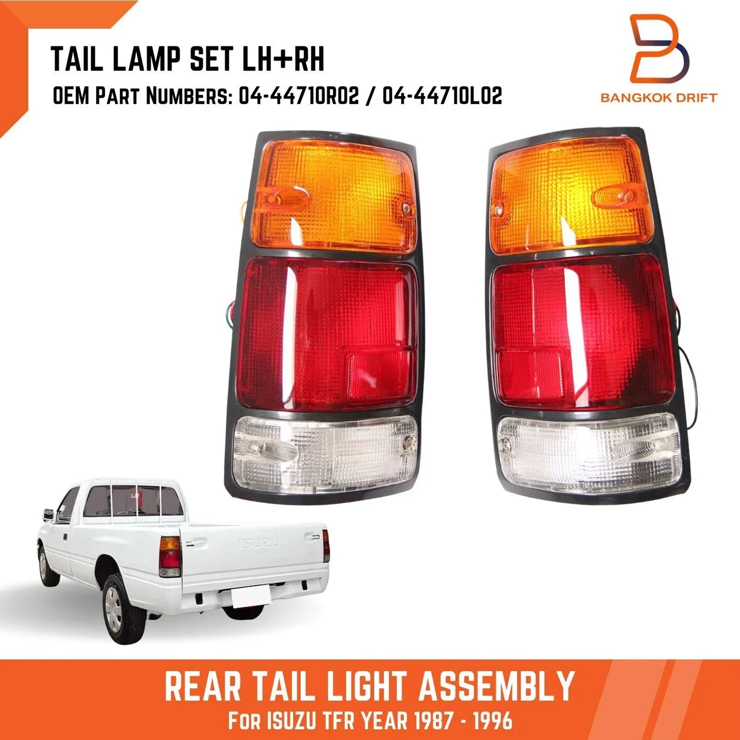Rear Tail Lights Lamps Black Trim Pair for Holden Rodeo TF (1988-1997)
