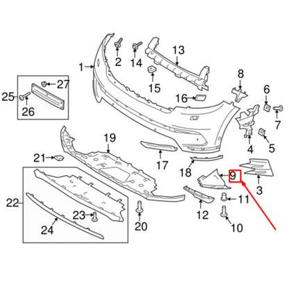 Front Bumper Air Duct Cooling Vent for Land Rover Range Rover Velar (2017-22)