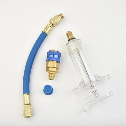 Oil & Dye Injector R134A 1 OZ Hand Turn Pump Oil Injection Vehicle A/C Adapter