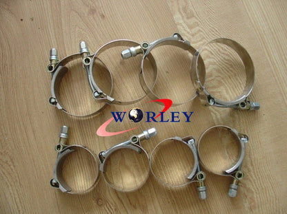 10 x T Bolt Stainless Steel Silicone Hose Clamps ID 80mm