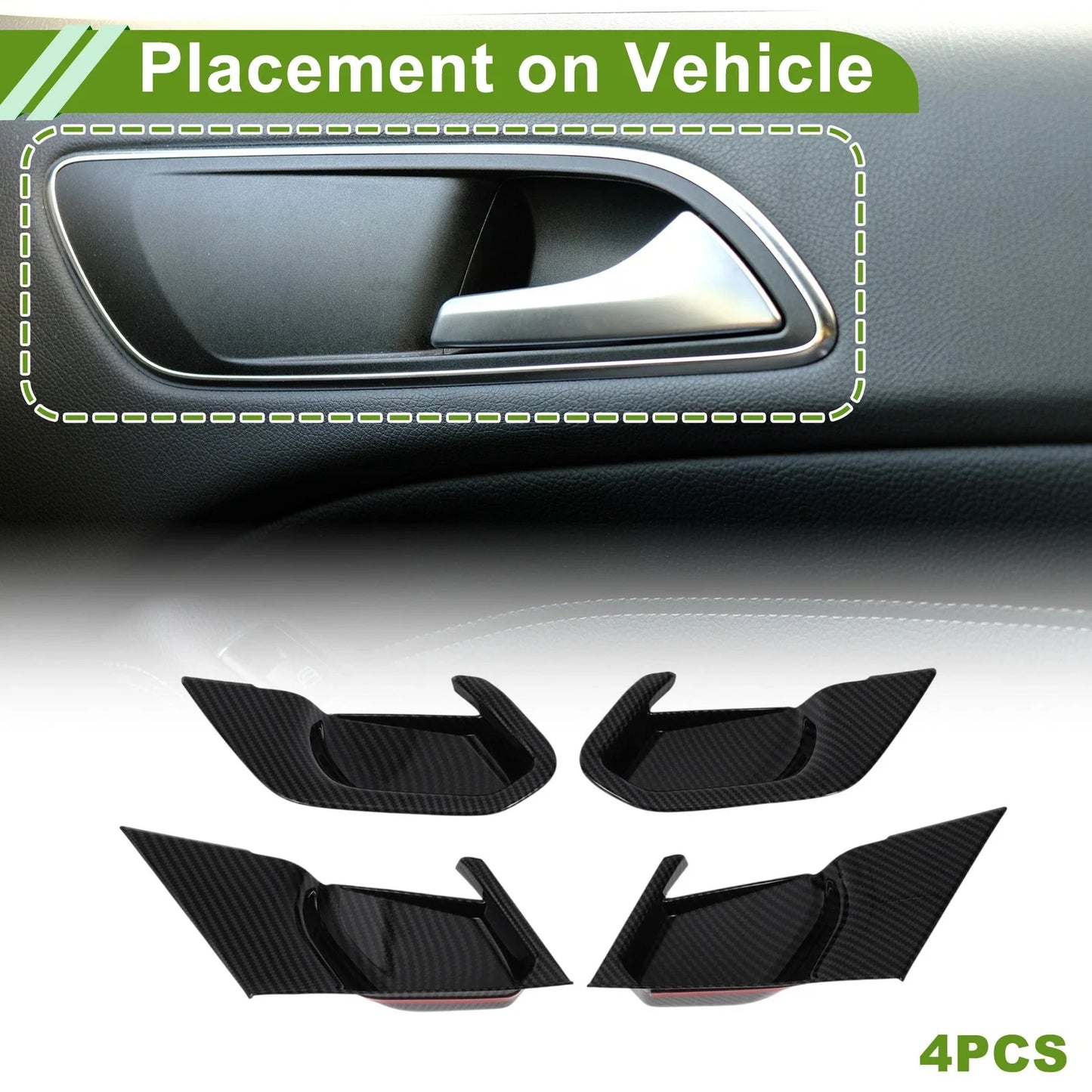Interior Door Handle Bowl Cover Trim 4 x ABS for BMW 5 Series 530i (2024-2025)