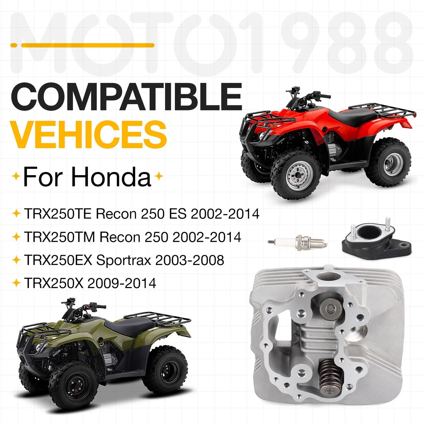 Cylinder Head for Honda TRX250EX/TRX250X Recon 250 (2003–2014)