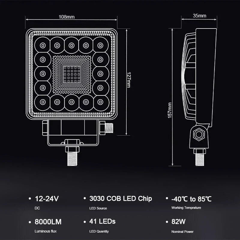 Powerful Illumination 82W LED Work Light Bar for Offroad Fog Driving