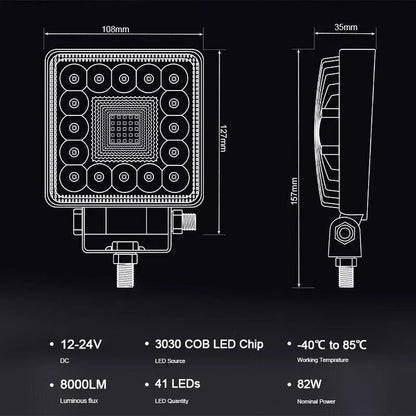 Powerful Illumination 82W LED Work Light Bar for Offroad Fog Driving