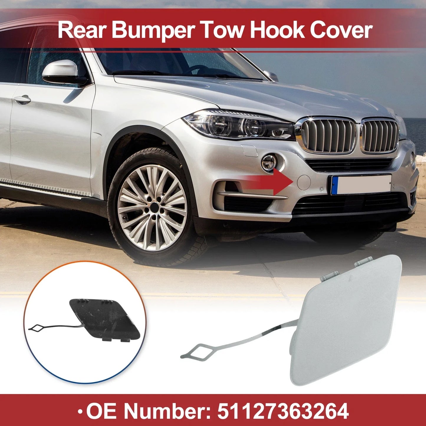 Tow Hook Cover for BMW 428i (2014 - 2016) Silver Tone