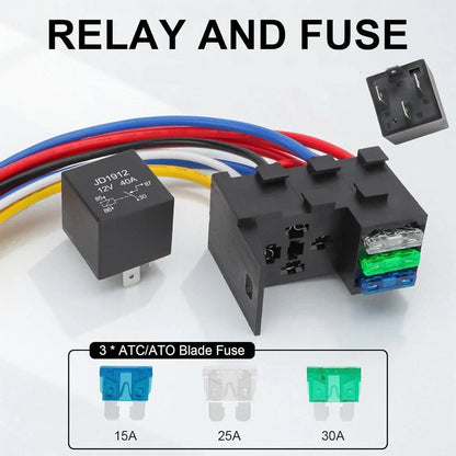 3 x 12V 40A Fuse Relay Kit for Cars, Trucks, Marine, Boats, Jeep