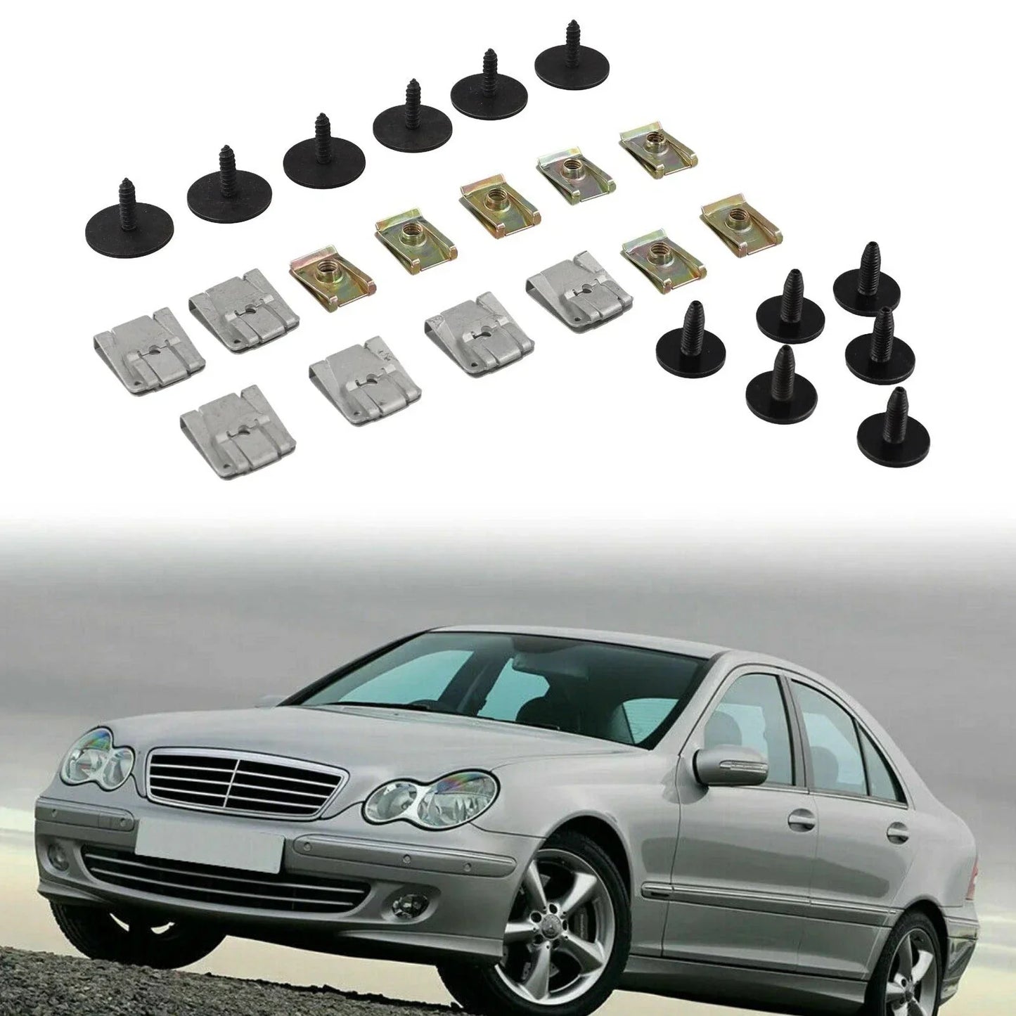 C-Class Clips 24pcs Undertray Screws for Mercedes C-Class W203 (2000–2007)