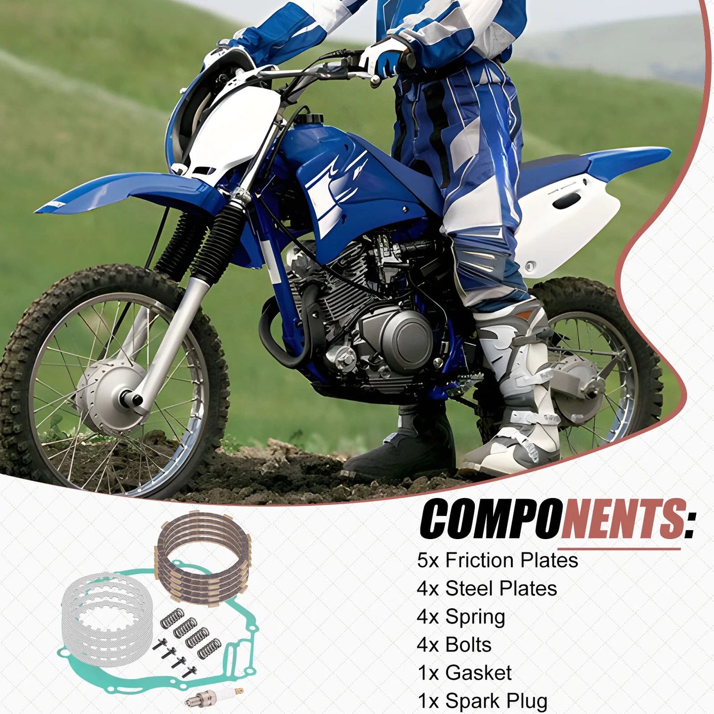 Clutch w/Gasket Spring for Yamaha TTR125/TTR125E/TTR125L