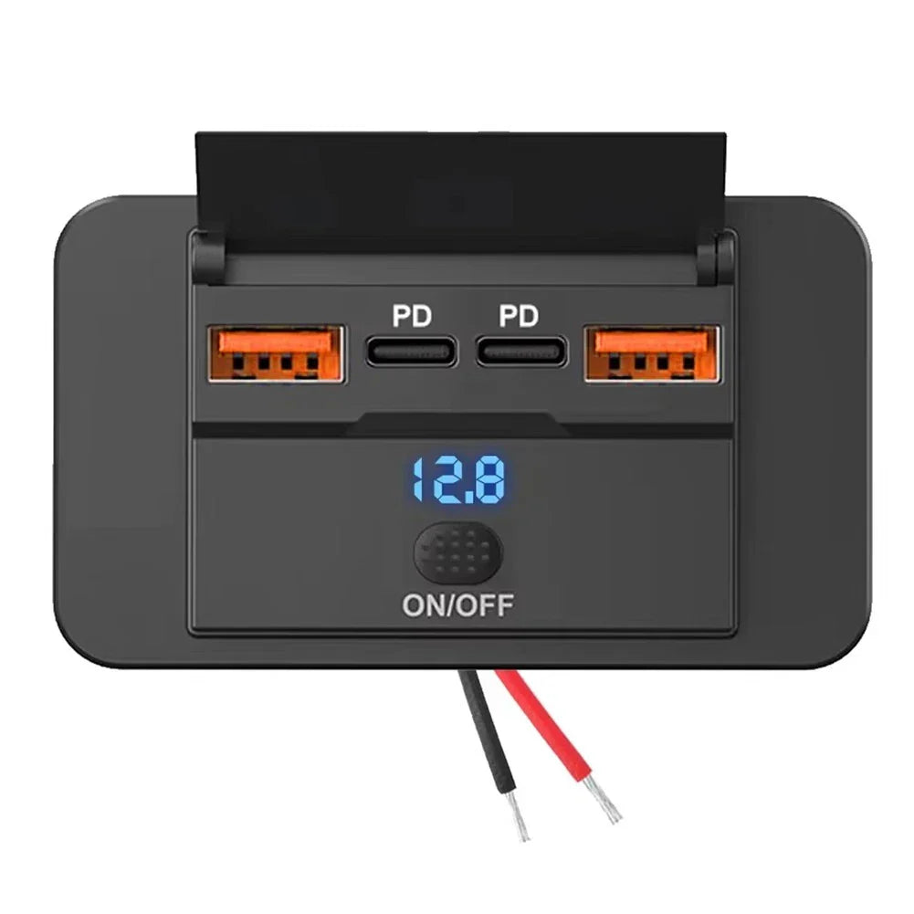 12V USB Outlet 4-Port Car Charger with Dual PD3.0 & QC3.0