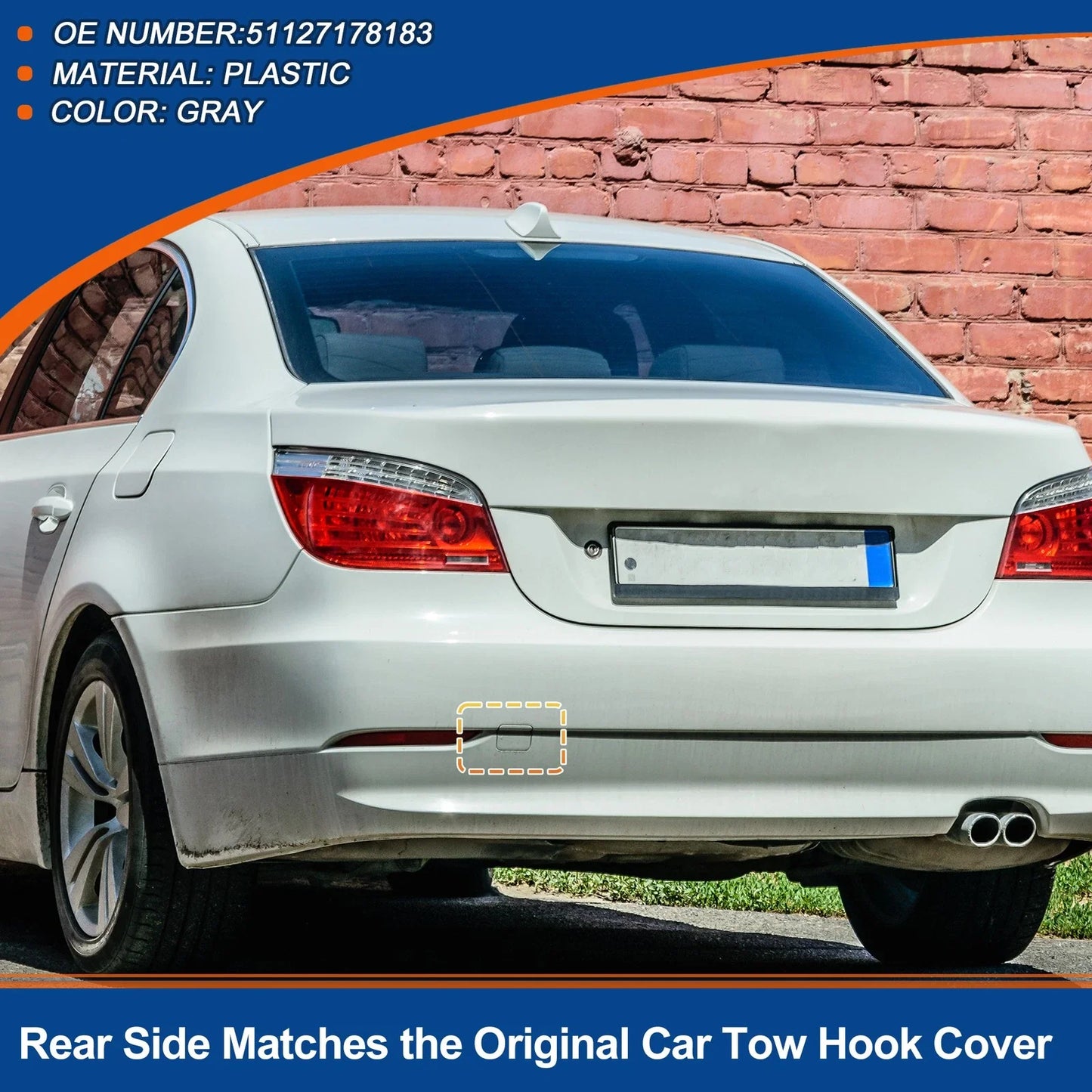 Tow Hook Cover for BMW 528i 535i 550i (2008-2010) Gray
