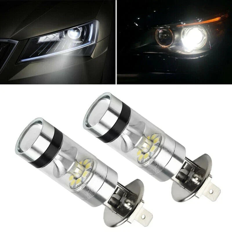 2x H1 6000K 100W LED ICEBERG White 20-SMD Projector Fog DRL Light Bulb