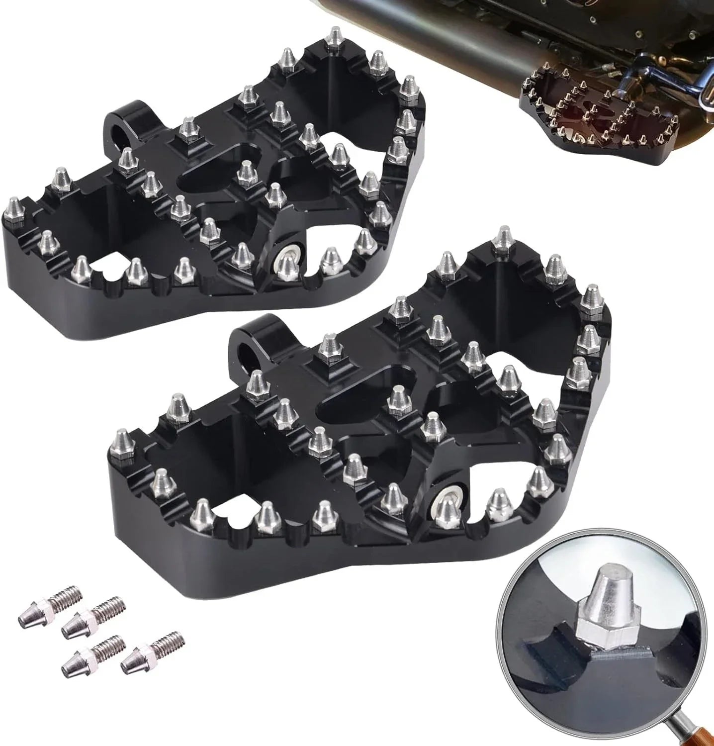 Wide Fat Foot Pegs MX Style for Harley Dyna, Touring, Sportster, Softail