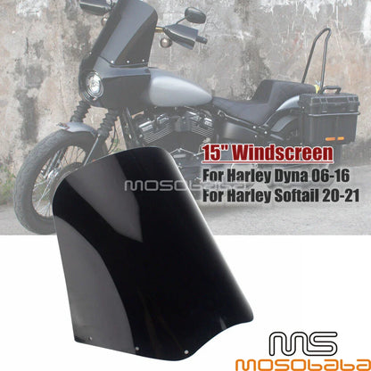 Dark Black Headlight Fairing Windshield for Harley Softail Low Rider (2018-2023)