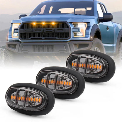 Raptor-Style Smoked Lens Amber LED Front Grille Running Lights for Ford F-150
