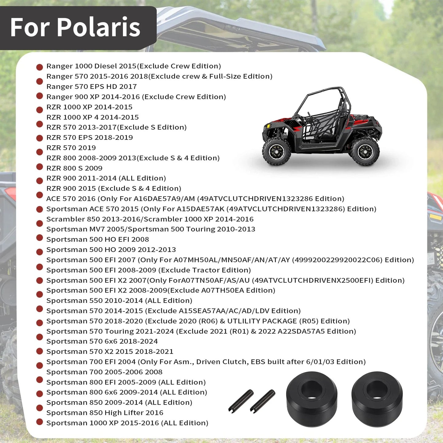 Secondary Clutch Roller w/ Pin Set for Polaris Sportsman ACE 570 (2015–2020)