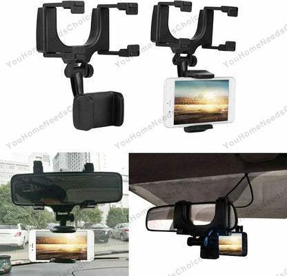 360° Rotation Phone Holder Rear-view Mirror Mount for Car Truck Smartphone GPS