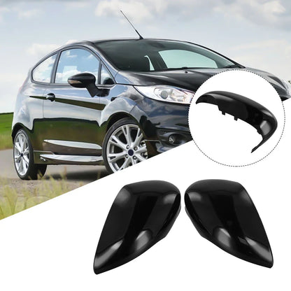 Door Wing Mirror Covers Gloss Black for Ford Fiesta MK7