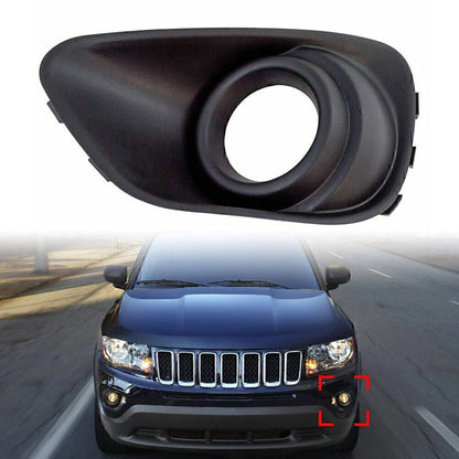 Black Left Front Bumper Fog Light Bezels for Jeep Compass (2011-2017)
