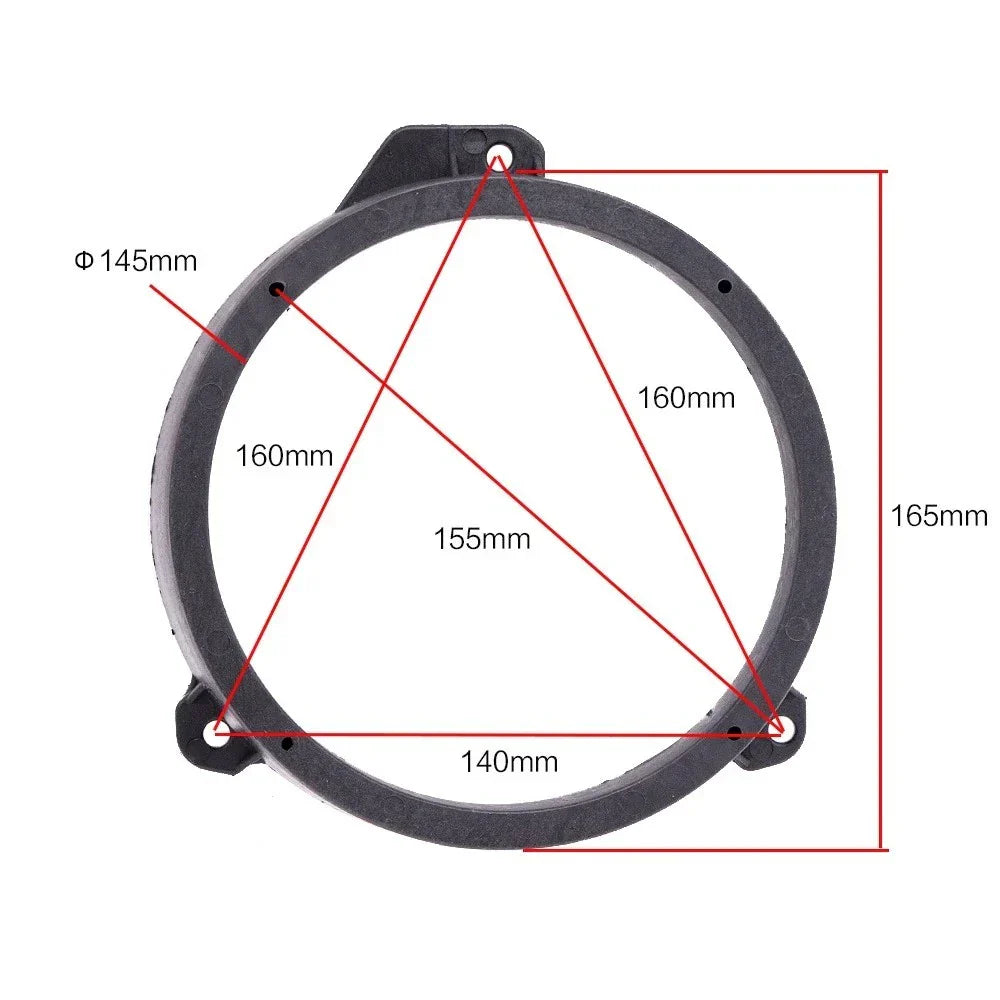 6.5" Black Front Door Speaker Spacers  for Subaru Forester