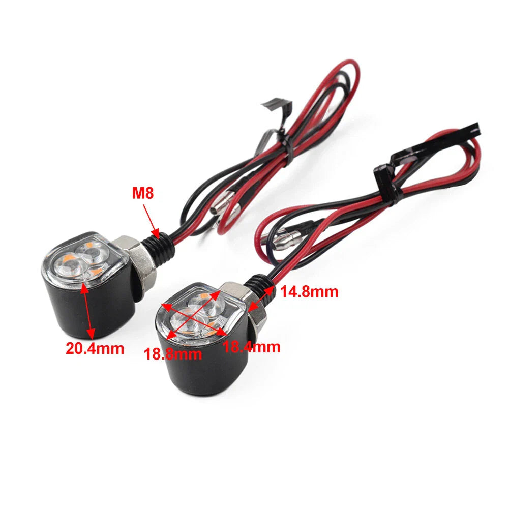 8MM Mini Motorcycle Turn Signal Indicator Amber Blinker Light