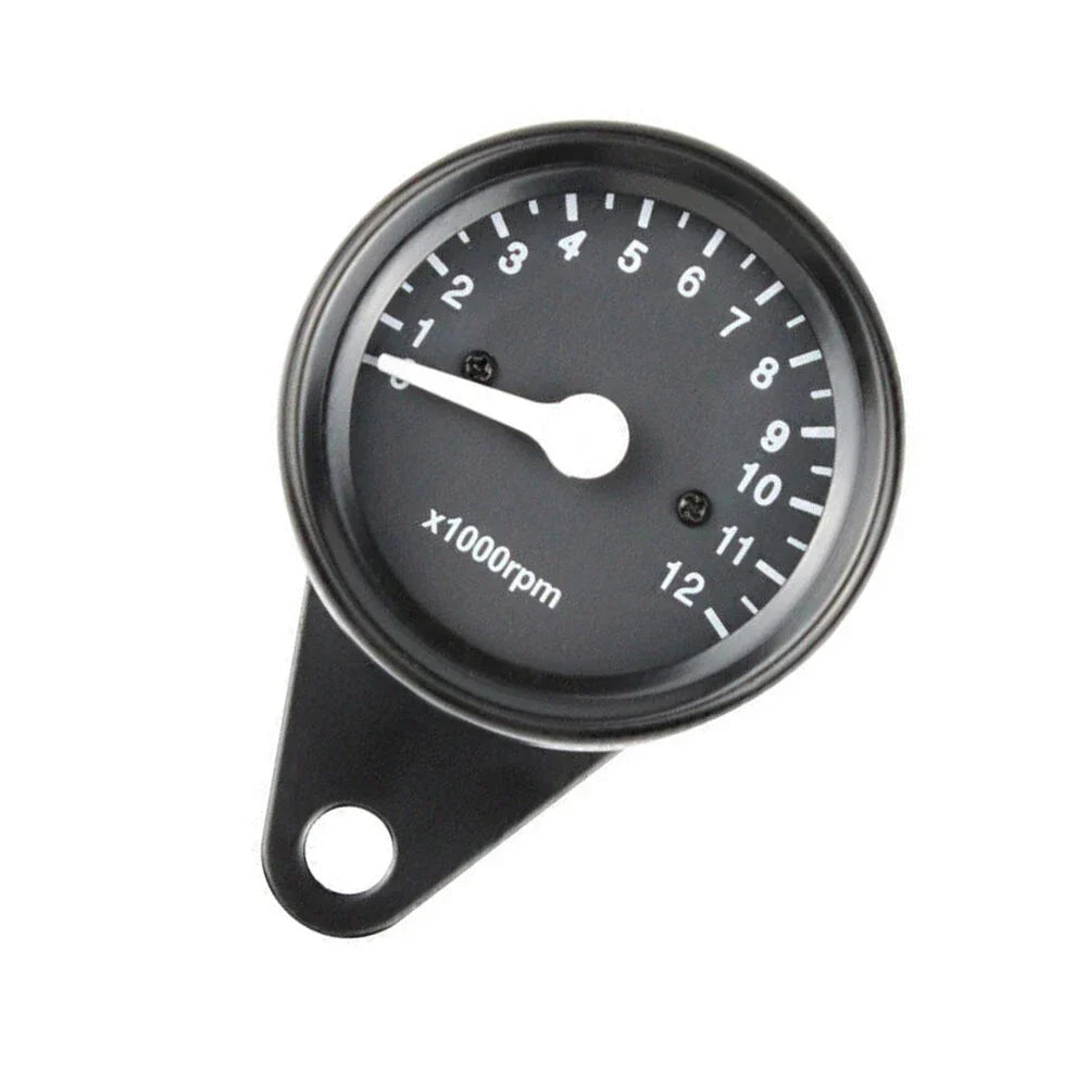 Tachometer 12V Backlit Analog 12000RPM Black for Motorcycle