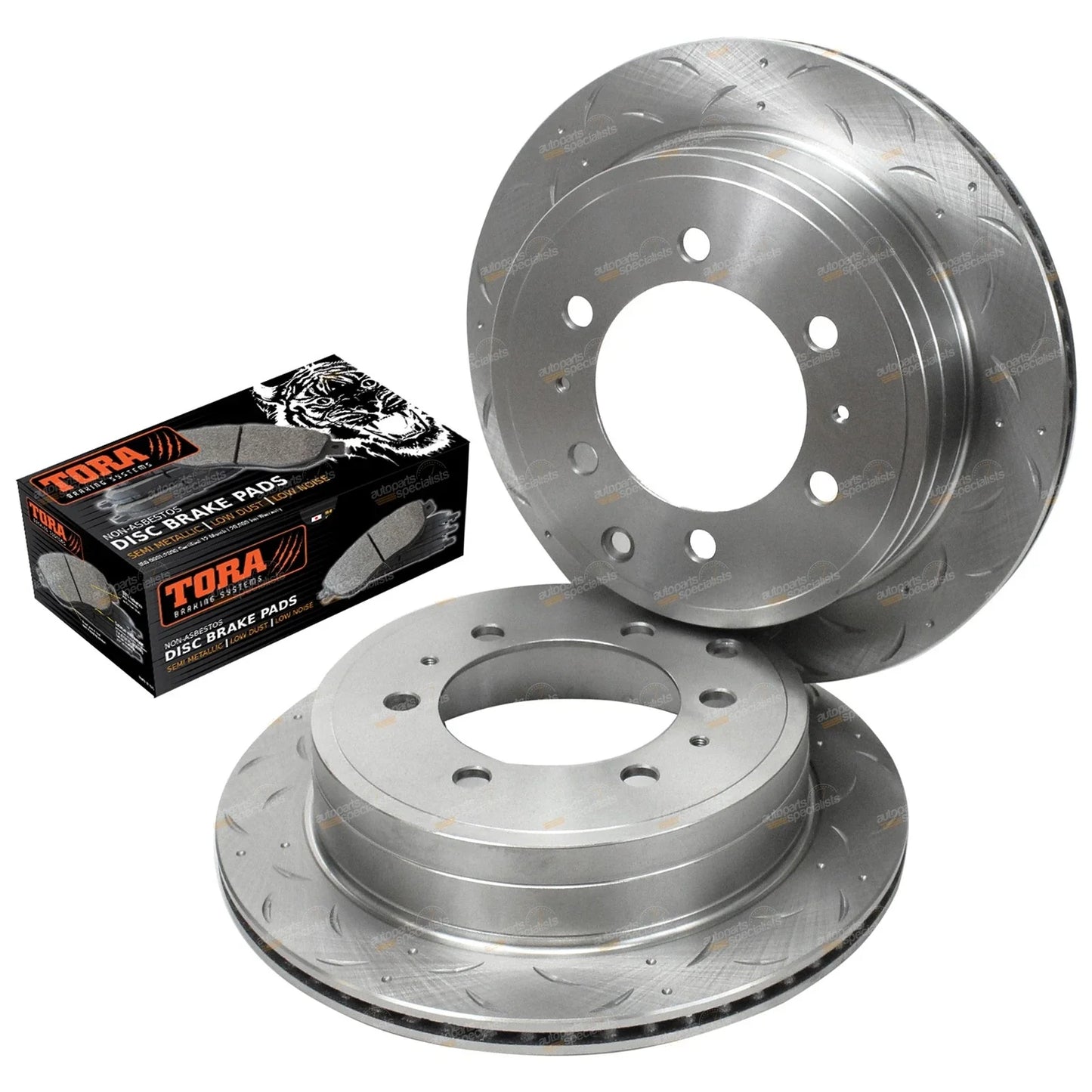 Rear Disc Rotors & Brake Pads Slotted/Drilled for Prado 120 Series (2002–2009)