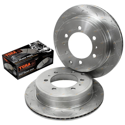 Rear Disc Rotors & Brake Pads Slotted/Drilled for Prado 120 Series (2002–2009)