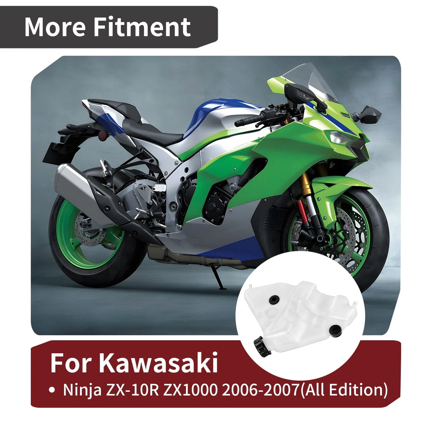 Coolant Reservoir Tank With Cap for Kawasaki Ninja ZX-10R ZX1000 (2006–2007)