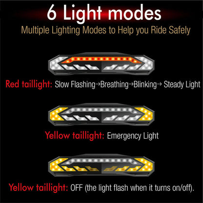 USB Rechargeable Black Bike Alarm Tail Light with Smart Brake Sensing