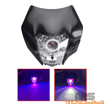 Off Road Black E8 LED Headlight Projector for KTM EXC-F XCW Six Days (2017-2023)