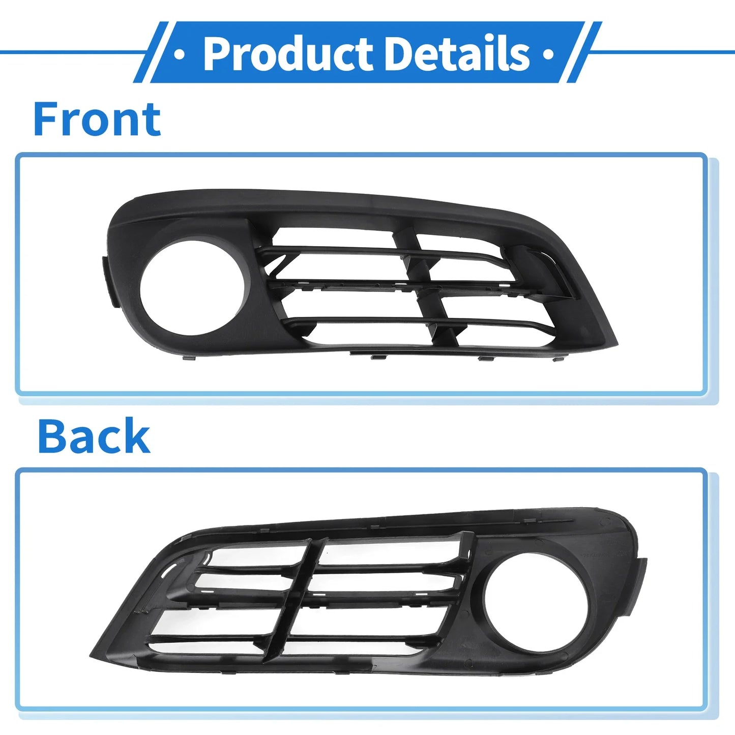 1 Pc Front Right Fog Light Grill for BMW 528i Black (2015 - 2016)