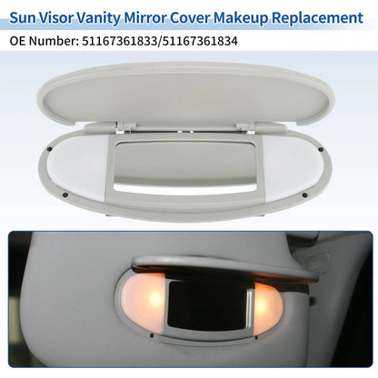 Sun Visor Vanity Mirror Cover for BMW Mini Cooper R55 R56 Gray
