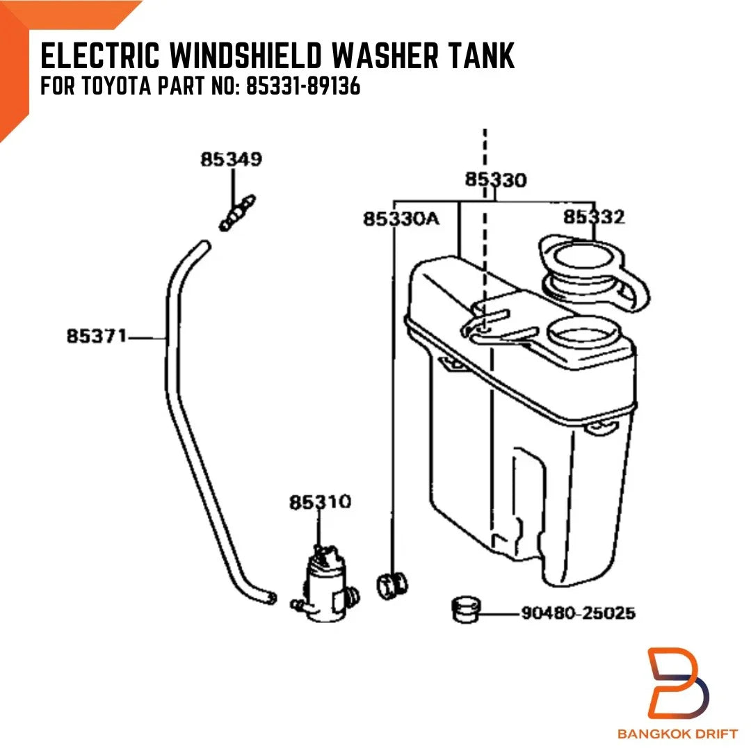 12V Pump Washer Jar Tank Bottle Assembly for Toyota Hilux MK3 LN85 LN106 (89-97)