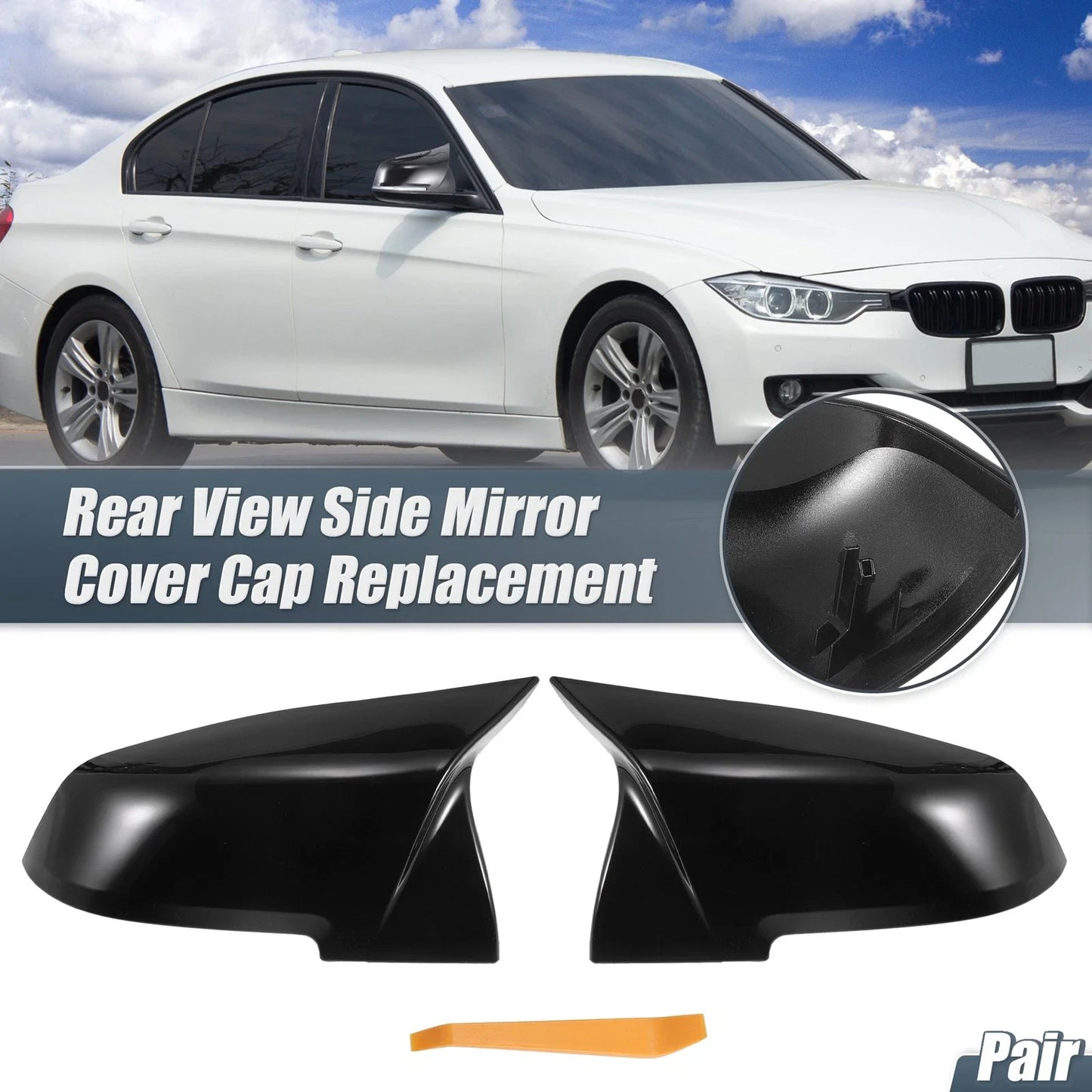 Rearview Mirror Cover Cap Gloss Black for BMW F20 F22 F23 F30 F31 F31