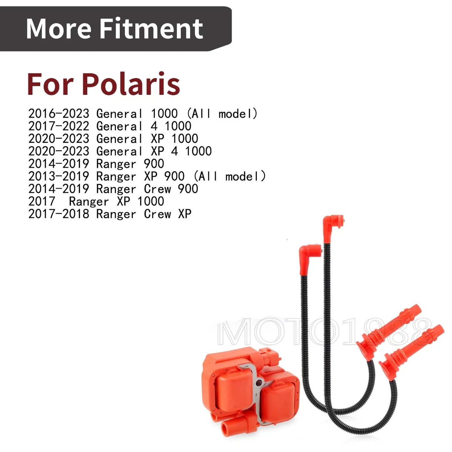 Ignition Coil & Spark Plug Wire Cap for Polaris General 1000 XP 4 (2016–2023)