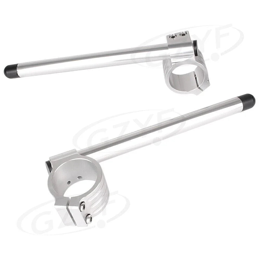 22mm & 7/8" Clips Handle Bar Adjustable Clamps for 52mm Fork Tube Silver