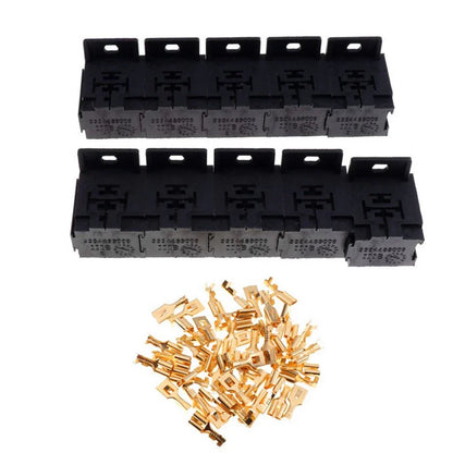 10 x 12V/24V 30A-80A 5 Pin Relay Socket Holder Block w/ 50 Terminals AU