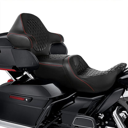 Black+Red Driver/Passenger Seat Backrest for Harley Touring (2014-2023)