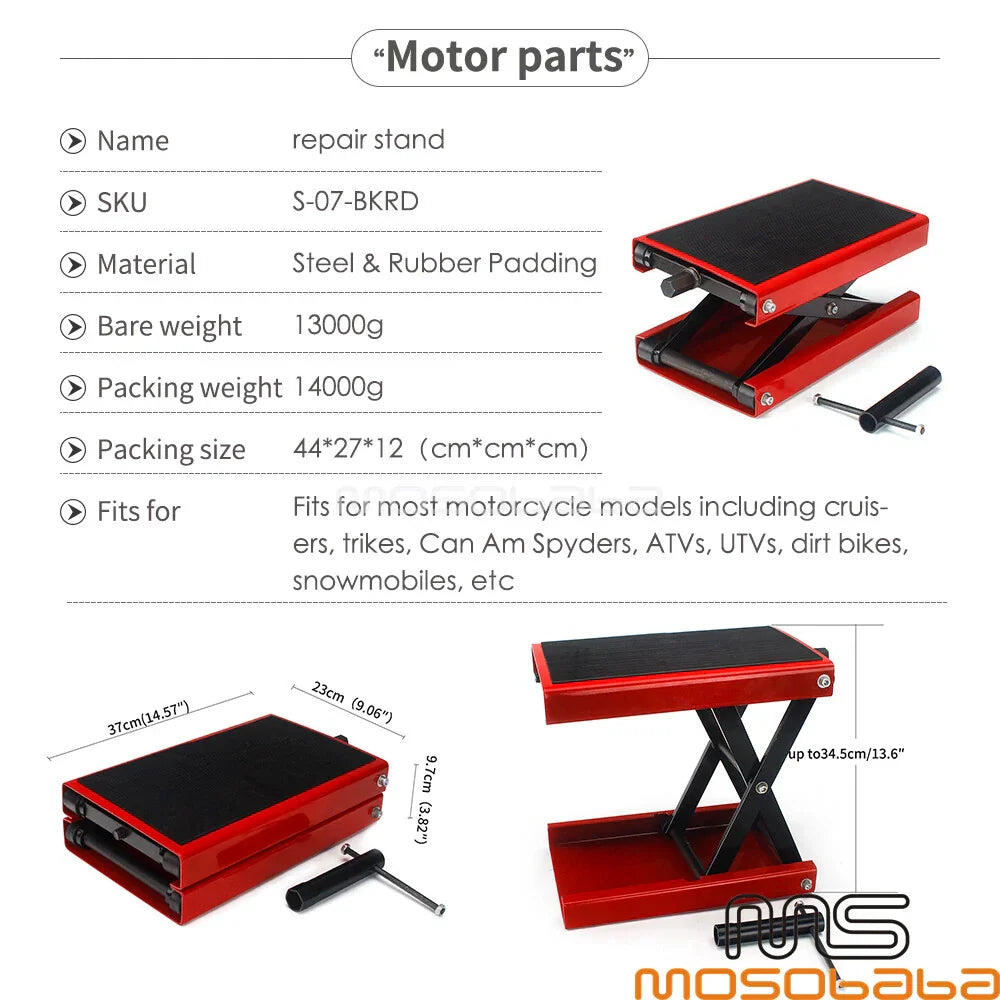 Heavy Duty Steel Repair Lift Stand Jack for Universal Motorcycle (N/A)