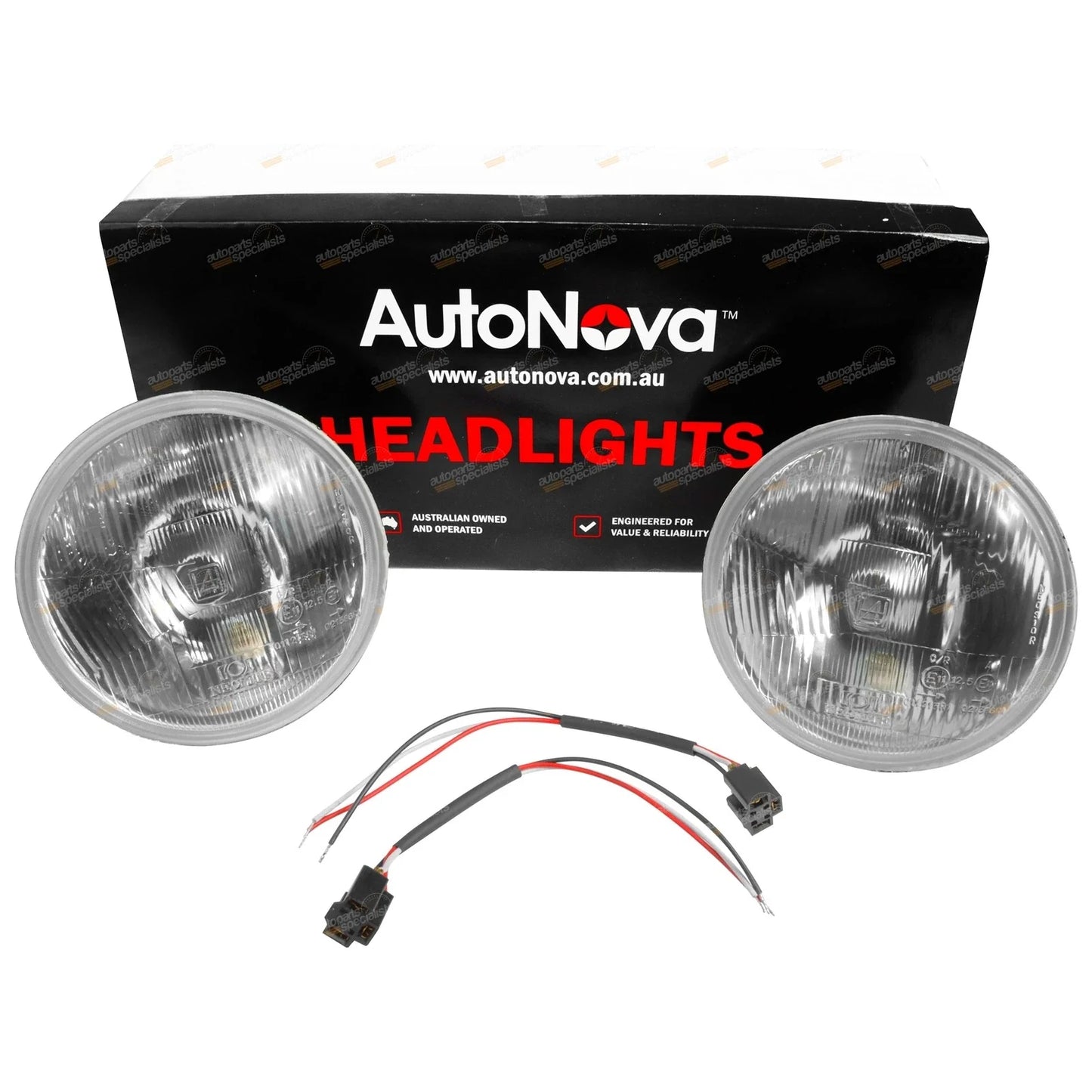7in Sealed Beam Headlight 178mm Round Glass Lens H4 Pair