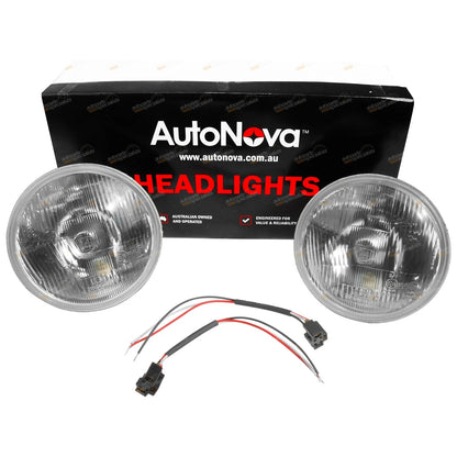 7in Sealed Beam Headlight 178mm Round Glass Lens H4 Pair